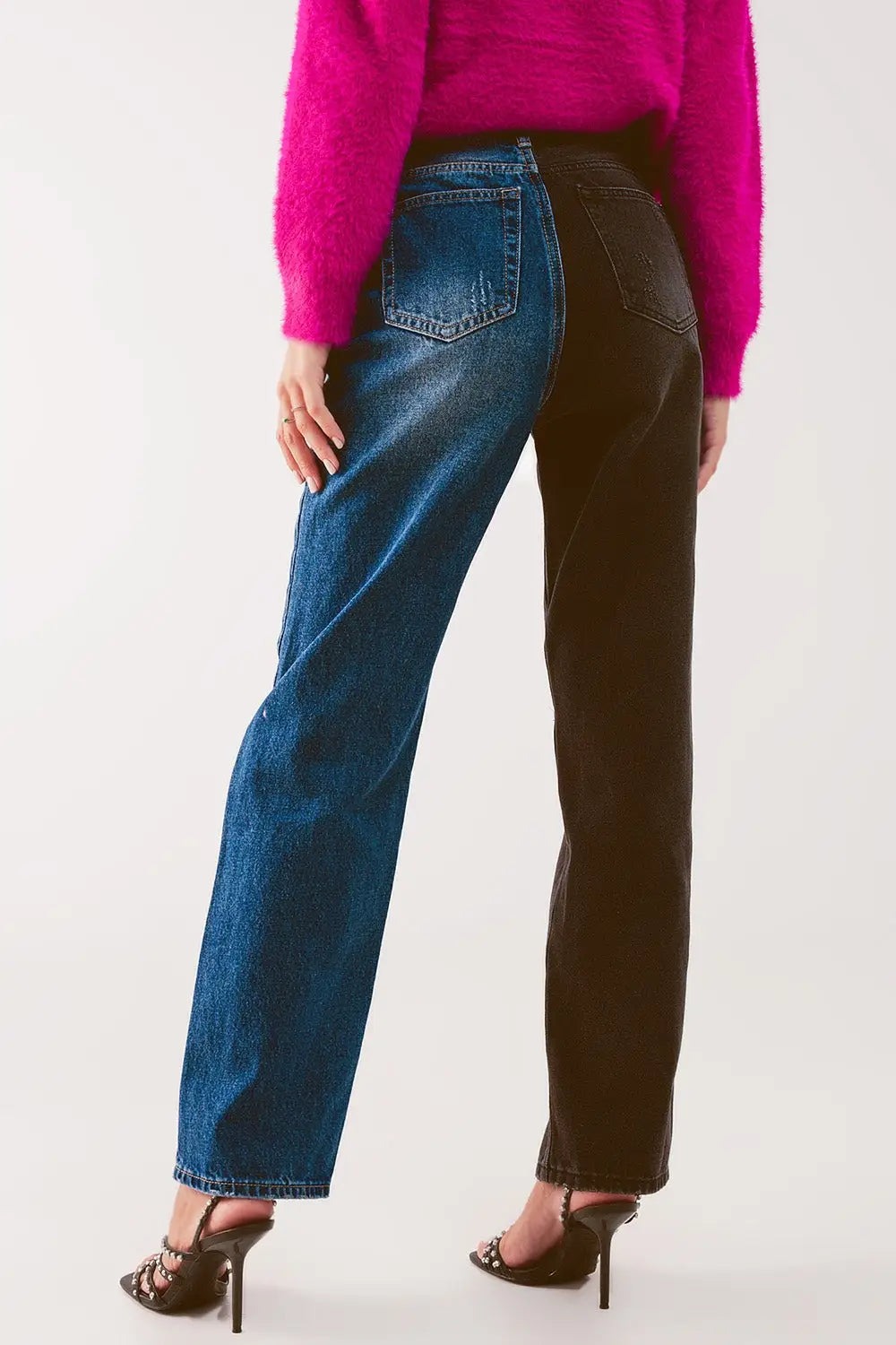 Jean droite à motifs color block - Pantalons