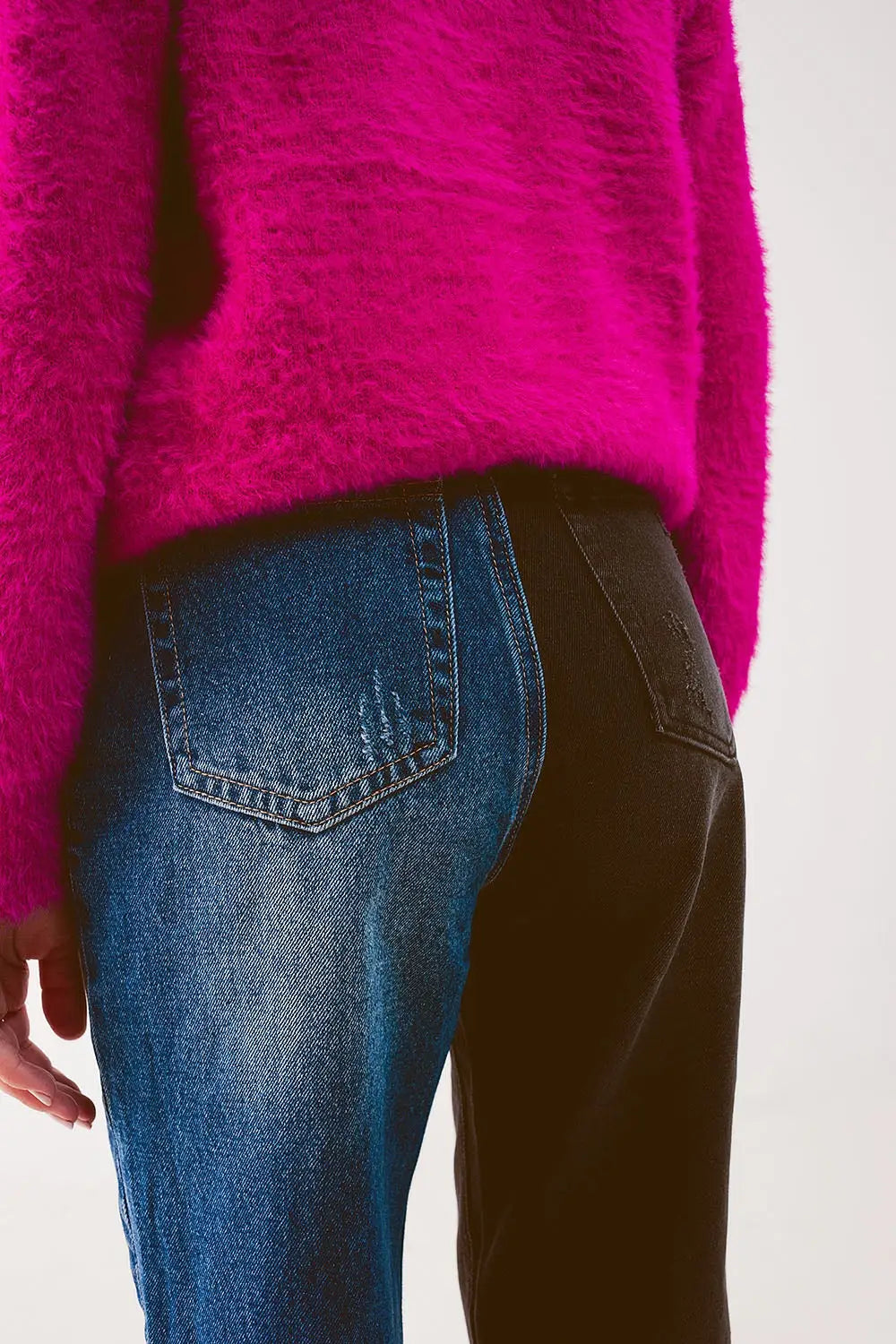 Jean droite à motifs color block - Pantalons