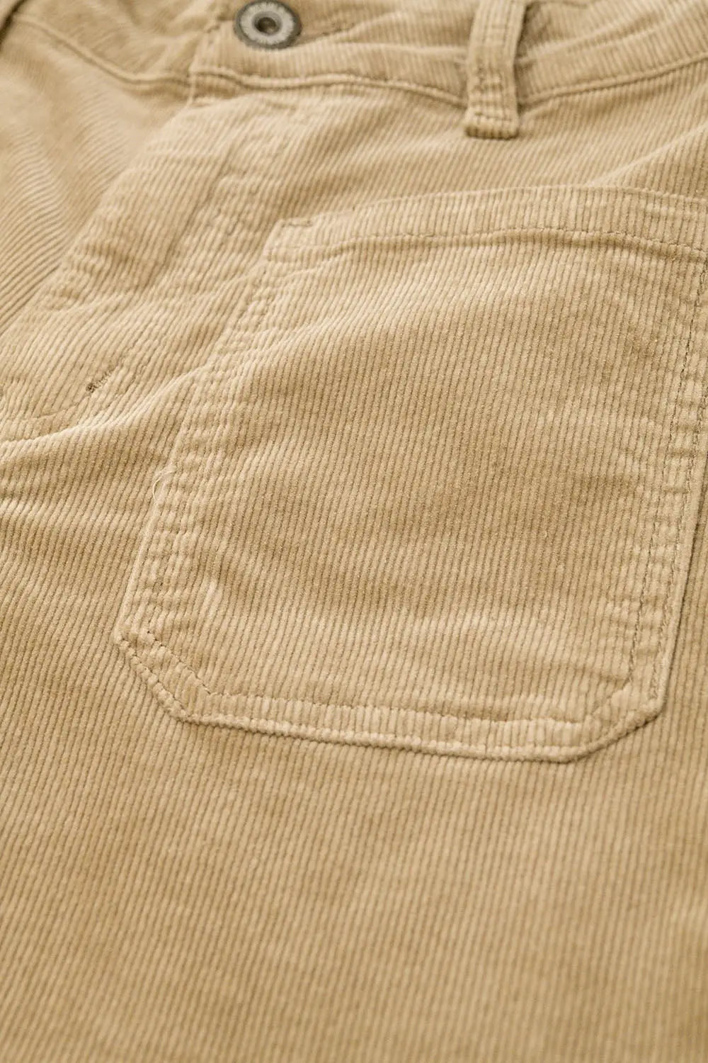 Jean en velours côtelé à jambes droites camel avec poches - Pantalons