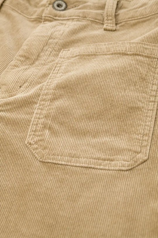 Jean en velours côtelé à jambes droites camel avec poches - Pantalons