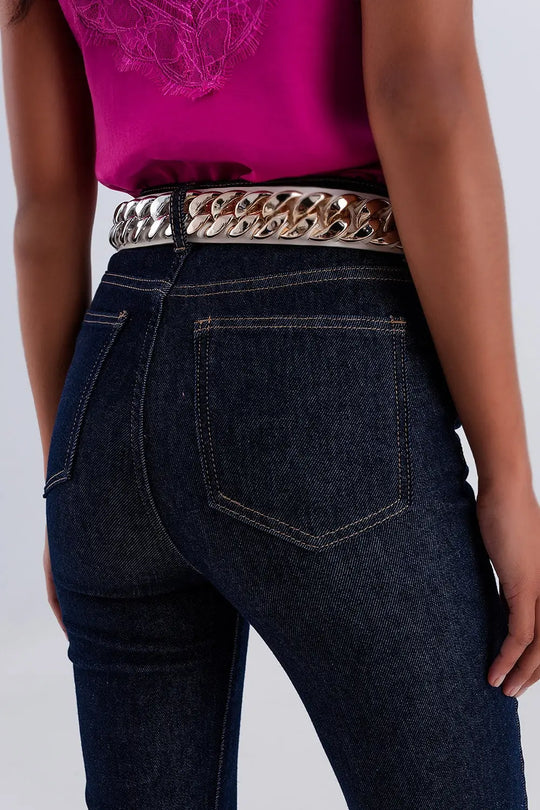Jean évasé à taille ultra haute Délavage foncé - Pantalons