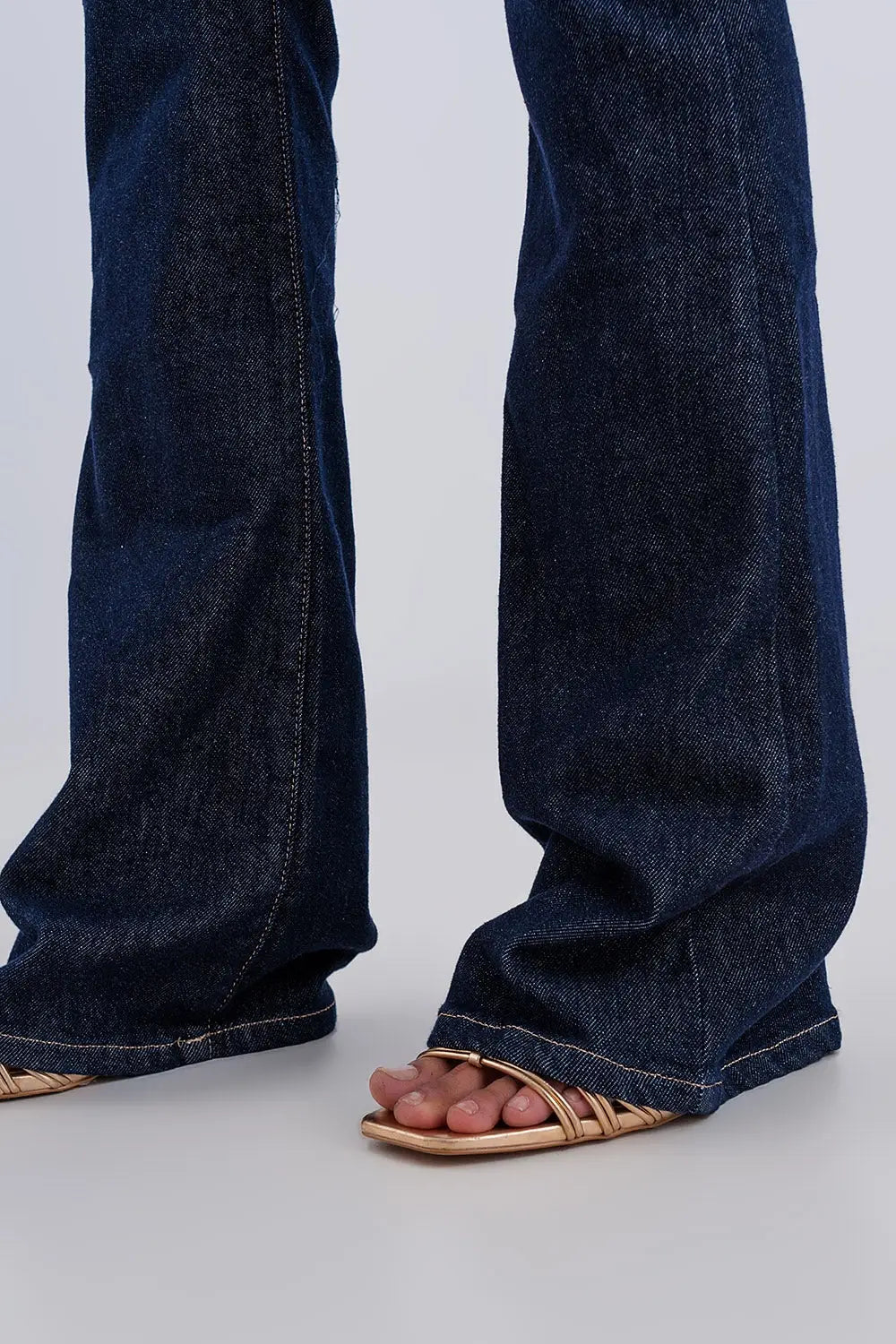 Jean évasé à taille ultra haute Délavage foncé - Pantalons