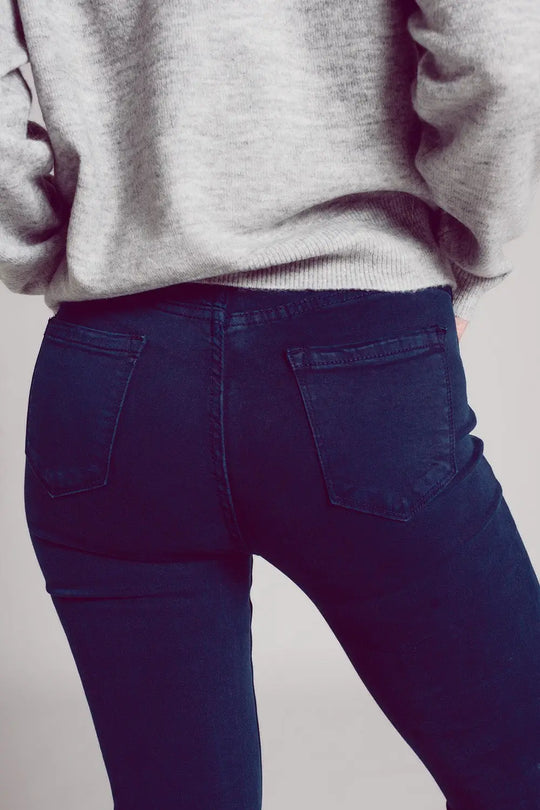 Jean évasé avec ourlet brut encre bleue - Pantalons