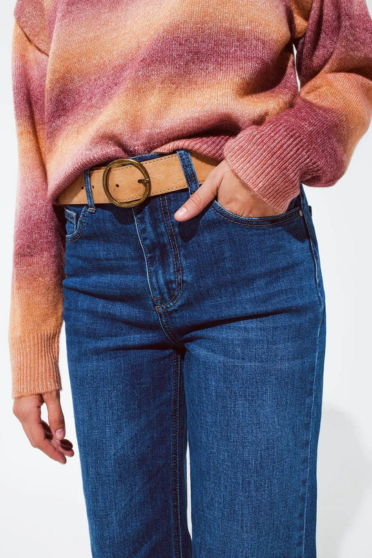 Jean évasé bleu avec ourlet bleu foncé - Pantalons