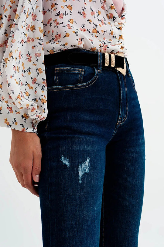 jean évasé en denim foncé - Pantalons