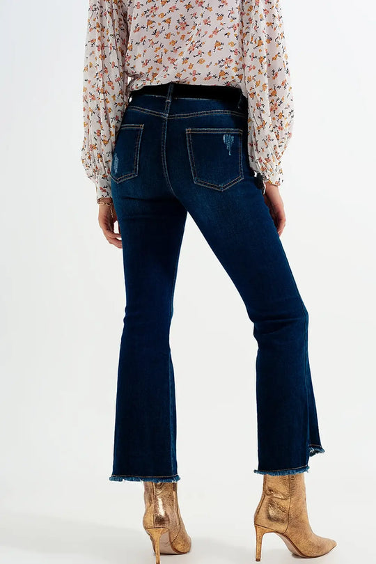 jean évasé en denim foncé - Pantalons