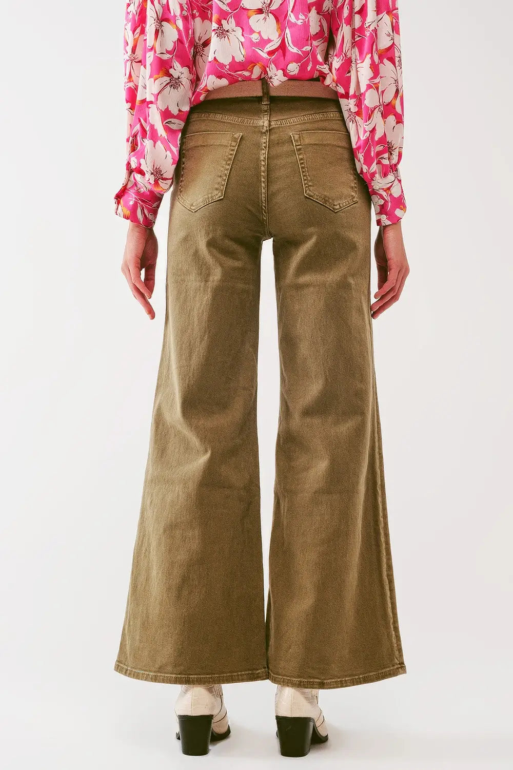Jean évasé en kaki - Pantalons