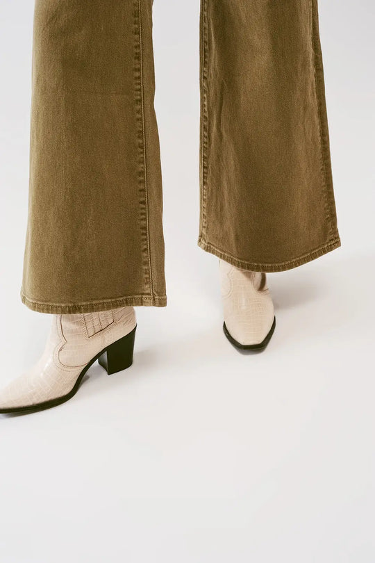 Jean évasé en kaki - Pantalons
