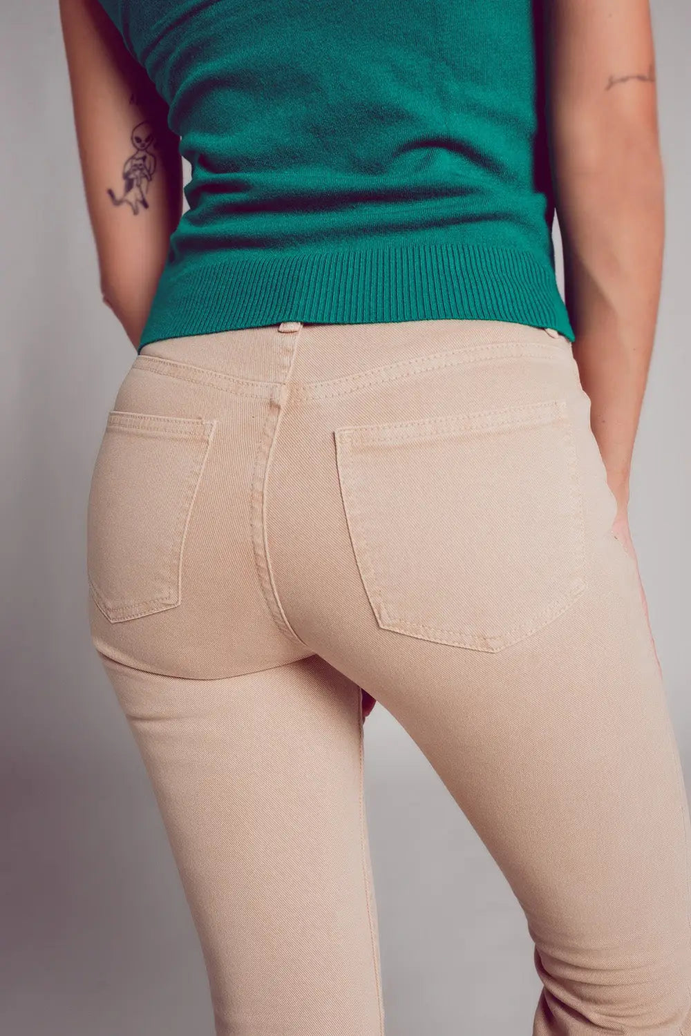 jean flare taille haute en sable - Pantalons