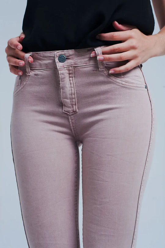Jean imprimé animal rose réversible - Pantalons