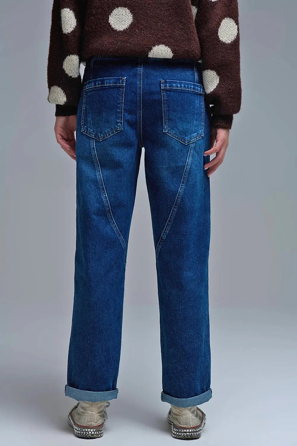 Jean jogger en denim à la coupe décontractée et à la taille à cordon de serrage - Pantalons