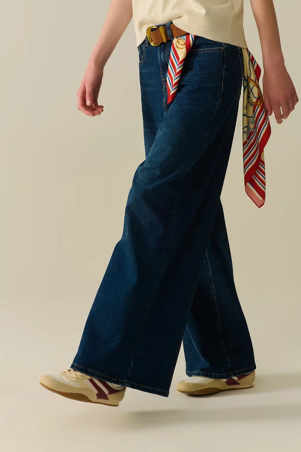 jean large à délavage foncé - Pantalons
