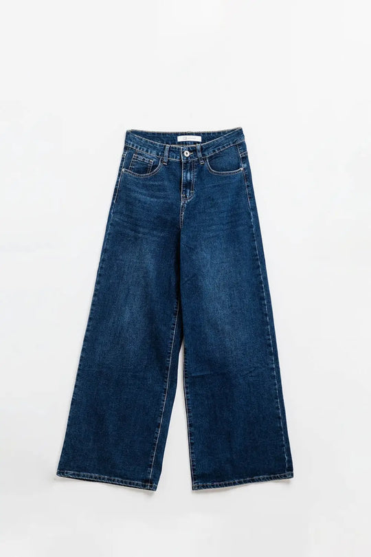 jean large à délavage foncé - Pantalons
