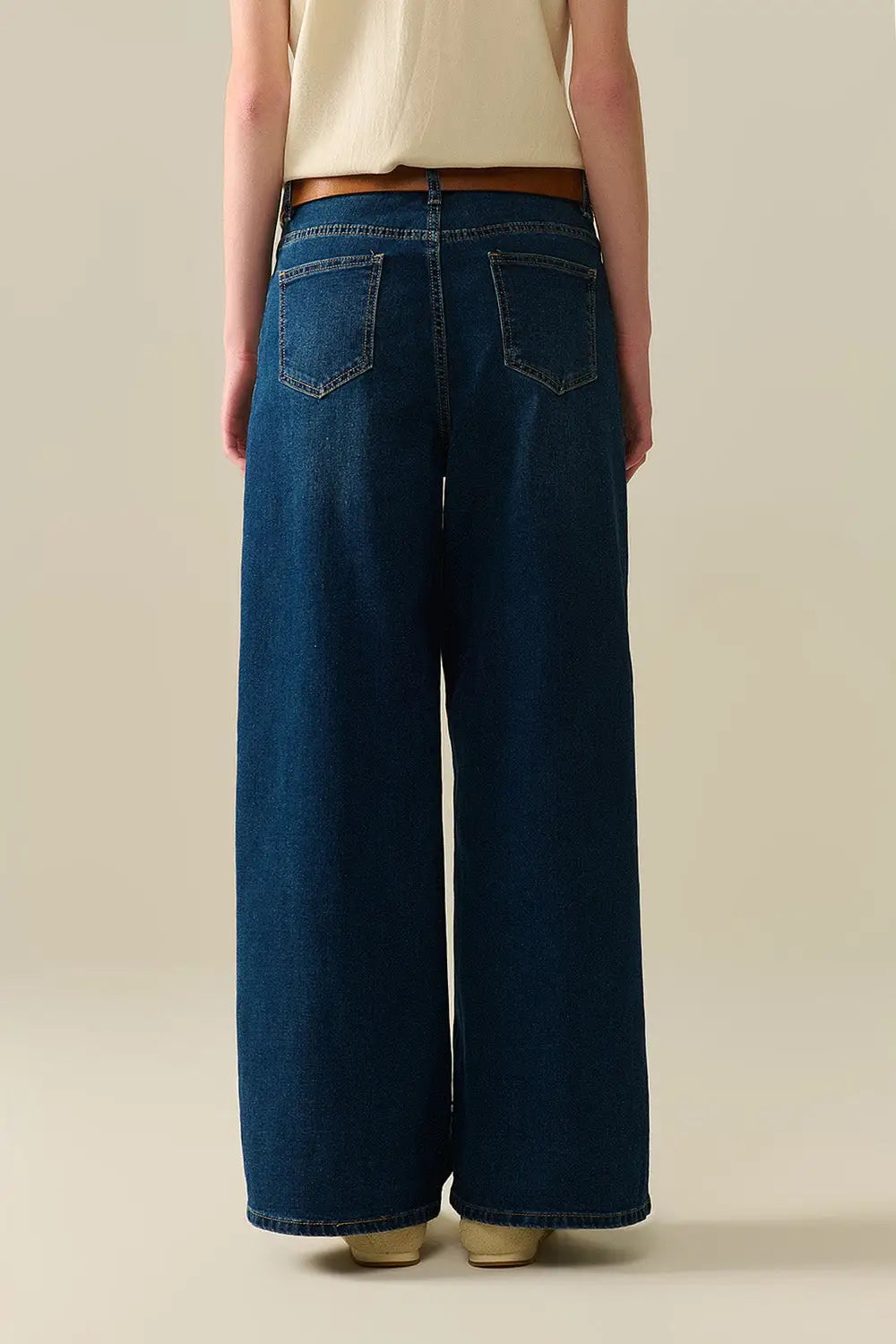 jean large à délavage foncé - Pantalons