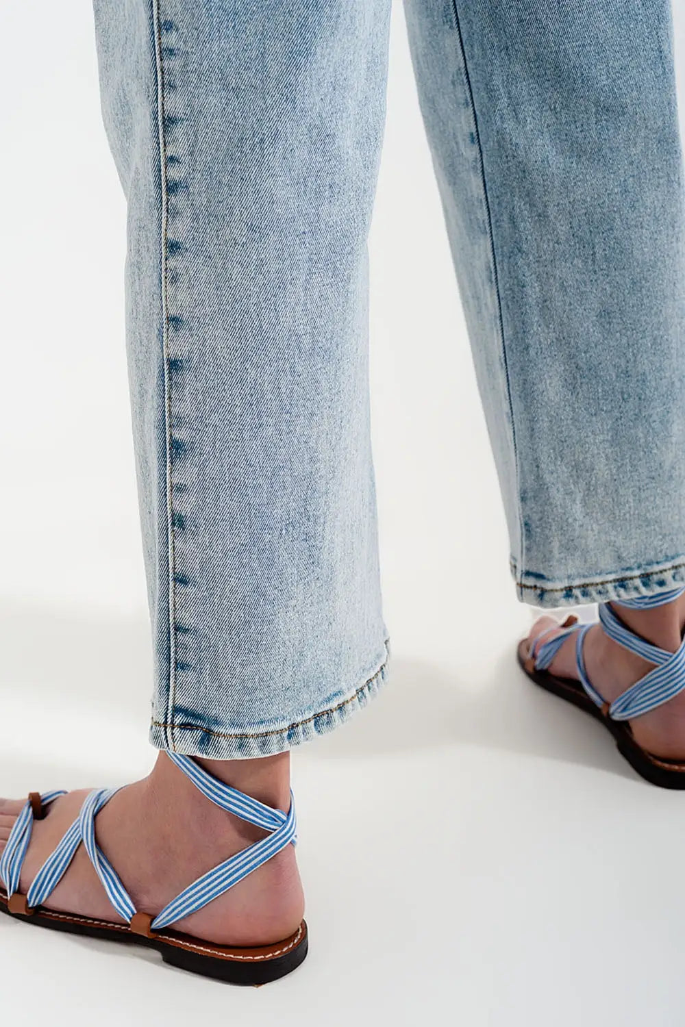 Jean large taille haute - Délavage à l’eau de javel - Pantalons