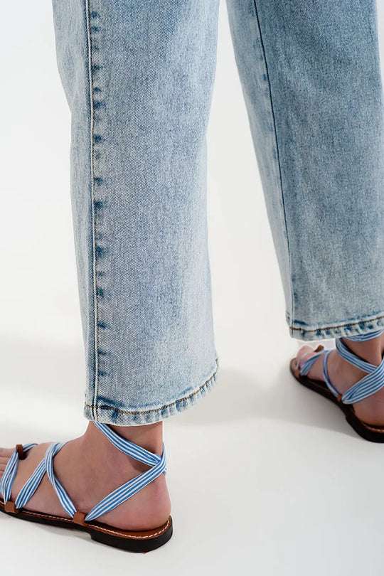 Jean large taille haute - Délavage à l’eau de javel - Pantalons
