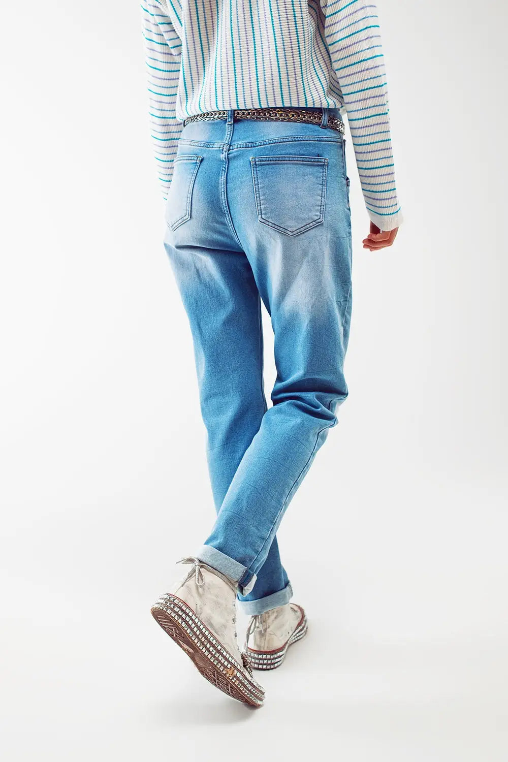 Jean mom à taille haute et détail boutonné - Pantalons