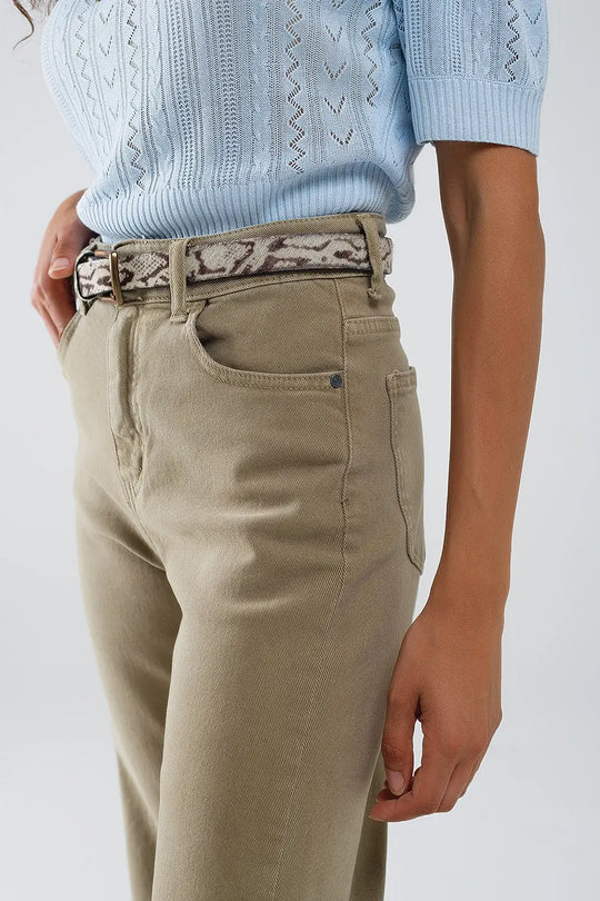 Jean mom ample à taille haute beige - Pantalons