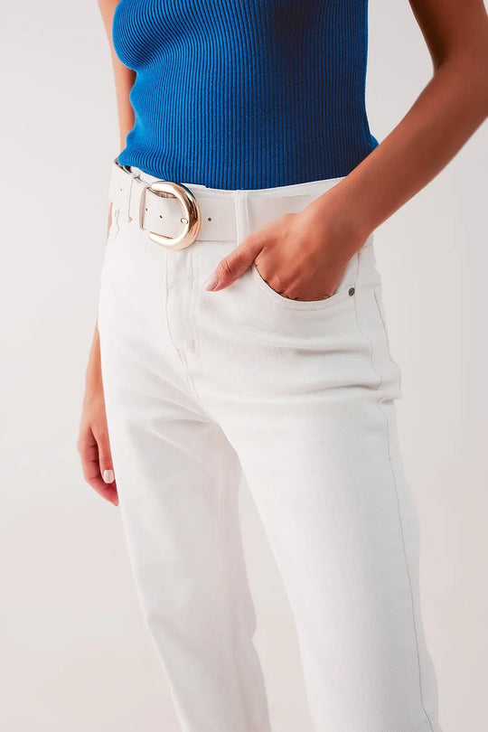 Jean mom ample à taille haute crème - Pantalons