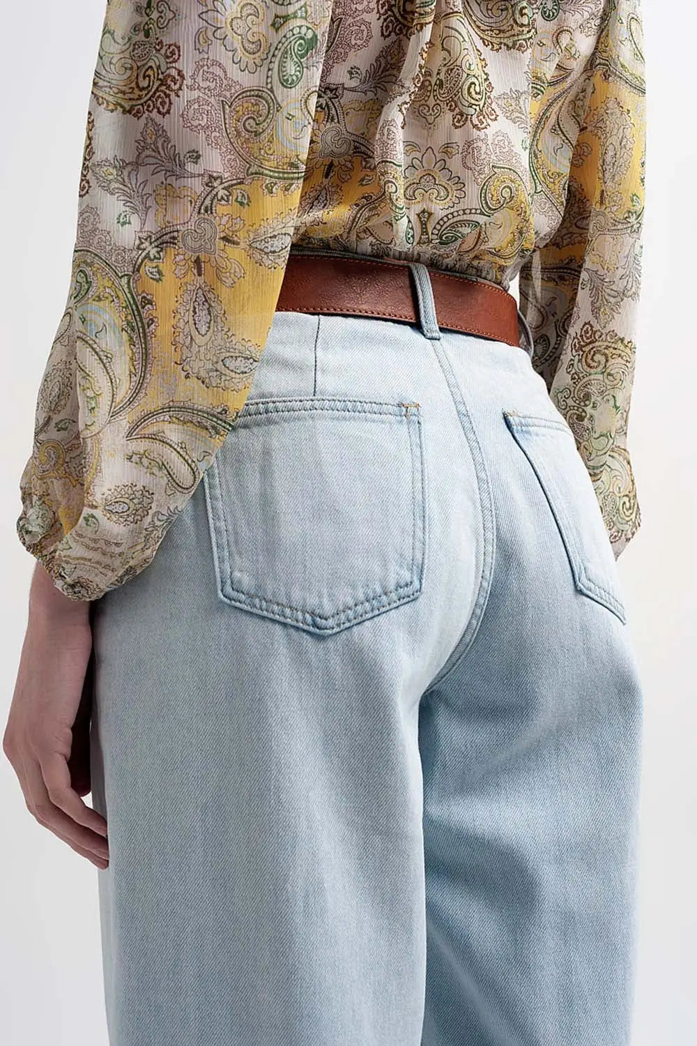 Jean mom ample taille haute Délavage clair - Pantalons