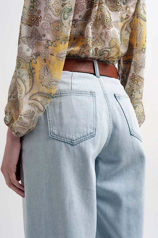 Jean mom ample taille haute Délavage clair - Pantalons