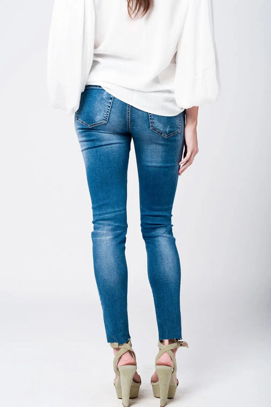 Jean mom délavé avec broderies - Pantalons