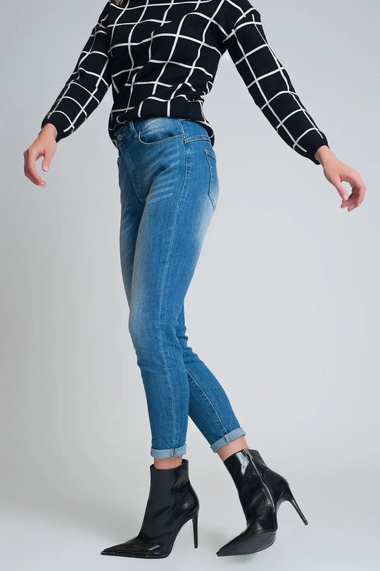 Jean mom slim taille haute Délavage clair - Pantalons