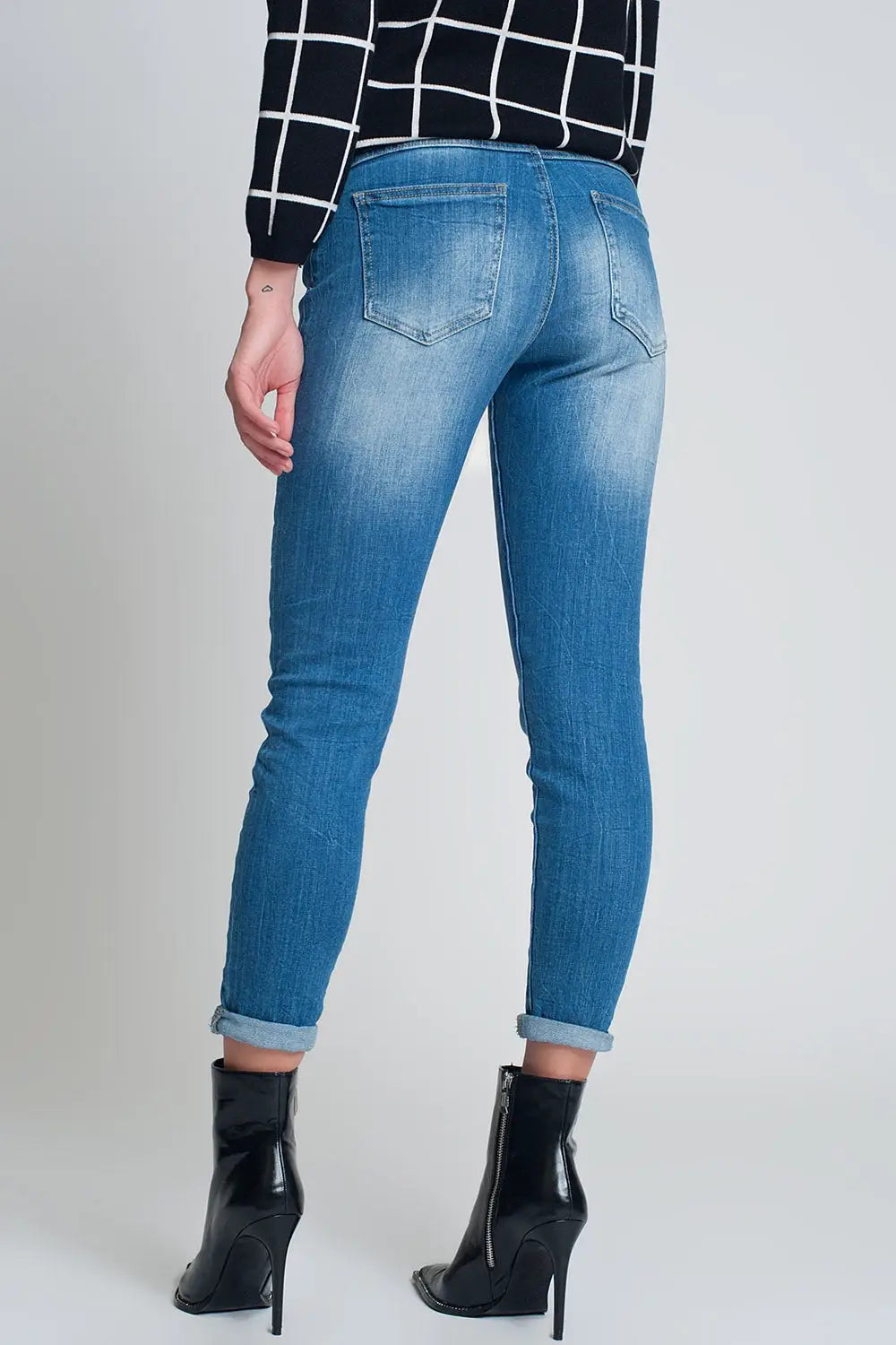 Jean mom slim taille haute Délavage clair - Pantalons