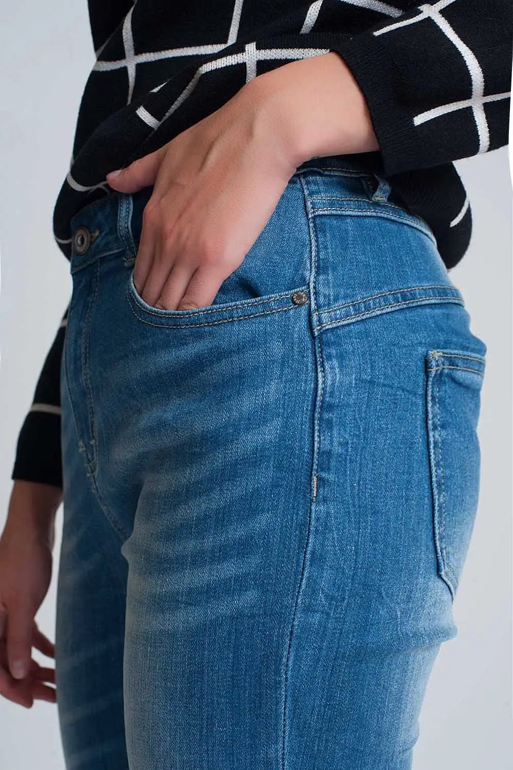 Jean mom slim taille haute Délavage clair - Pantalons