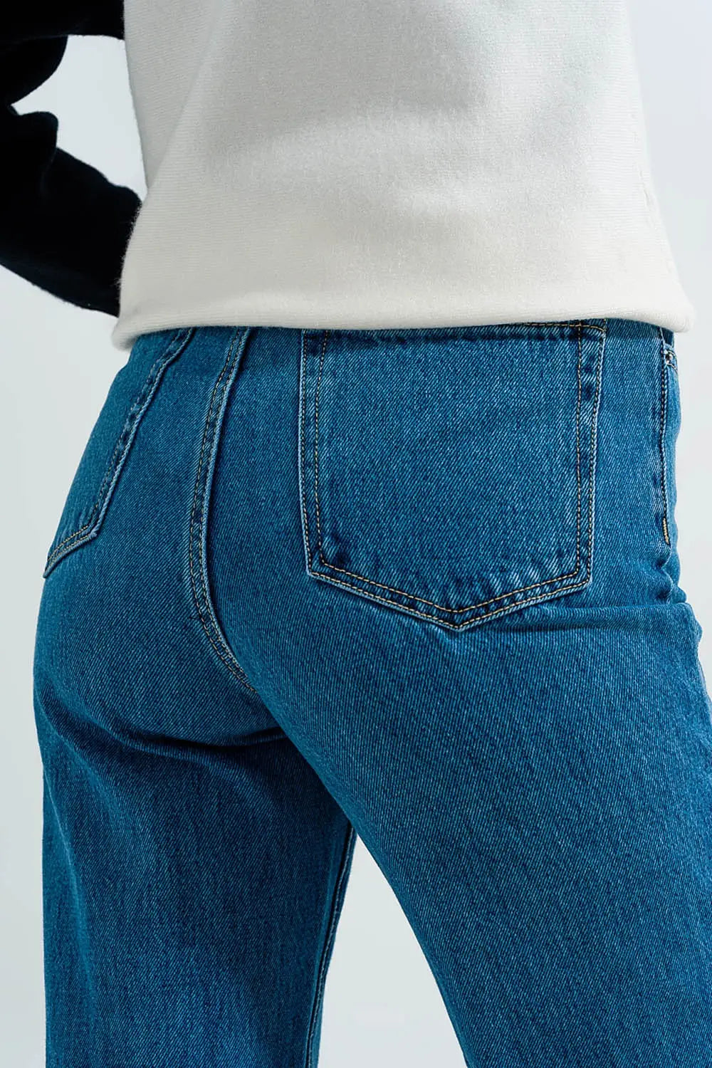 Jean mom taille haute Bleu - Pantalons