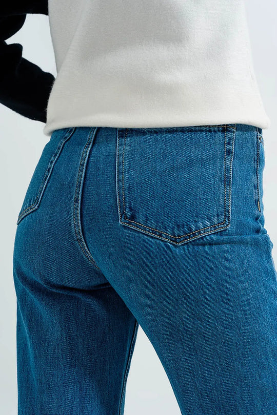 Jean mom taille haute Bleu - Pantalons