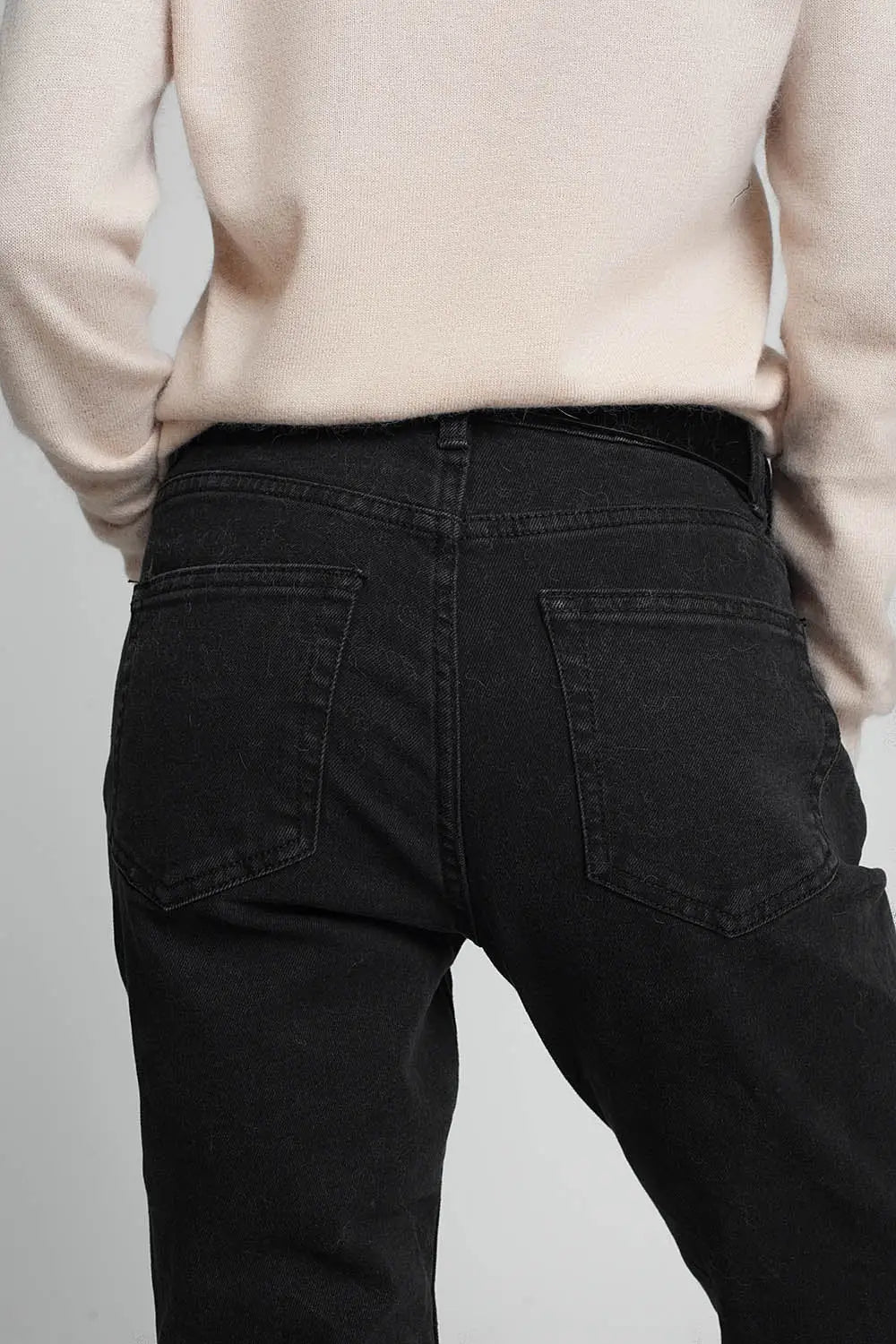 Jean mom taille haute Noir - Pantalons