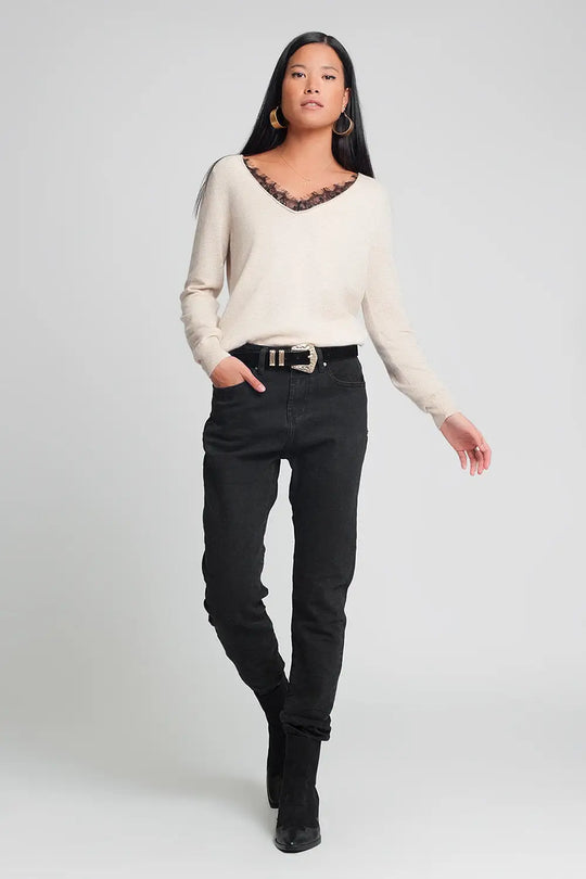 Jean mom taille haute Noir - Pantalons