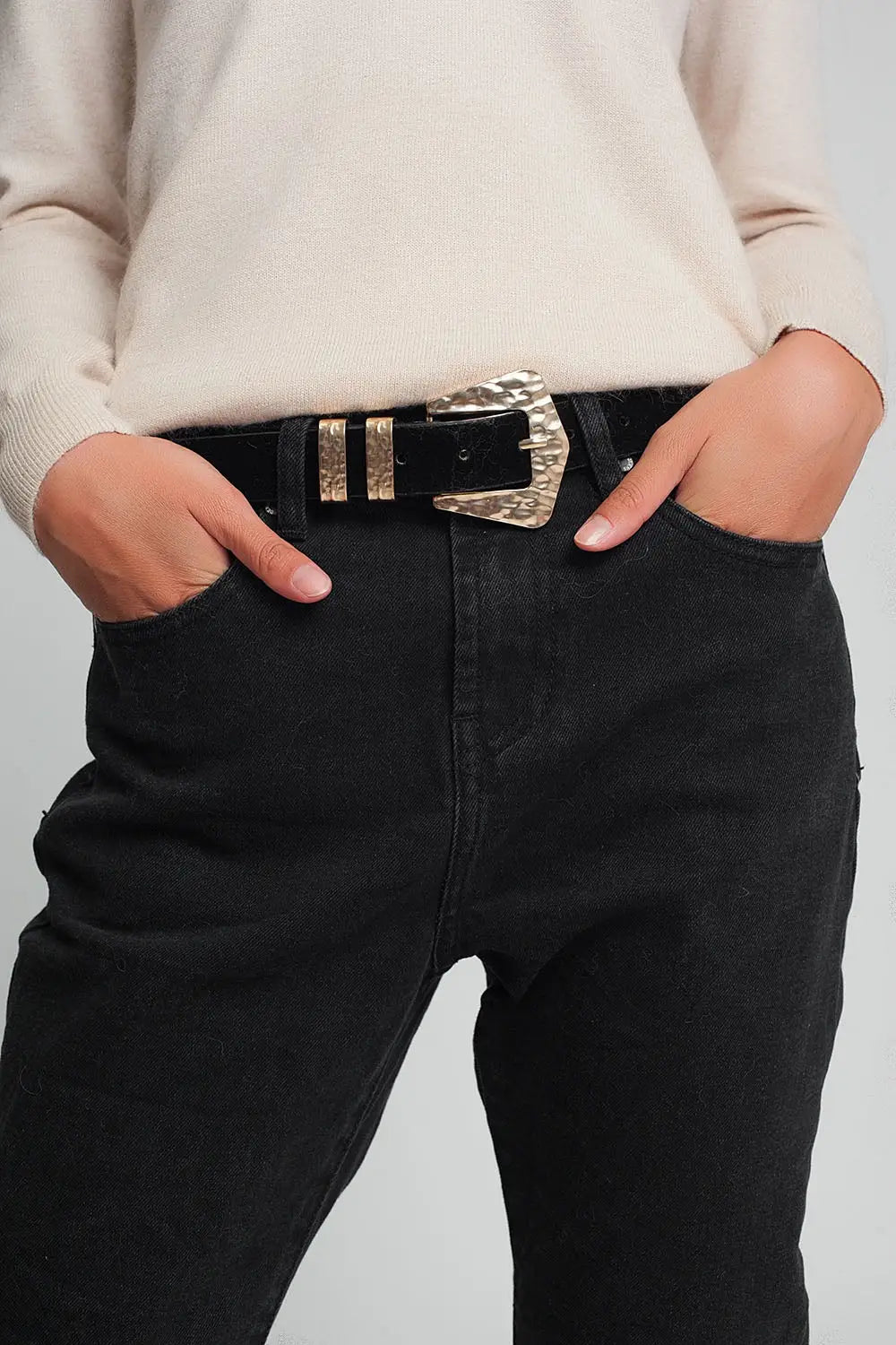 Jean mom taille haute Noir - Pantalons