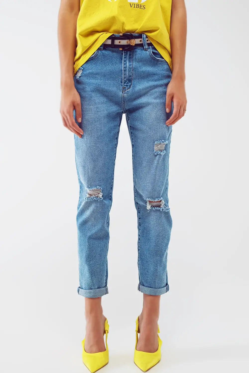Jean Regular déchiré dans une teinte bleu clair - Pantalons