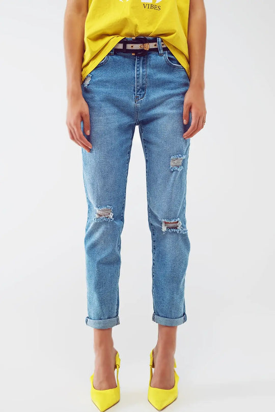 Jean Regular déchiré dans une teinte bleu clair - Pantalons
