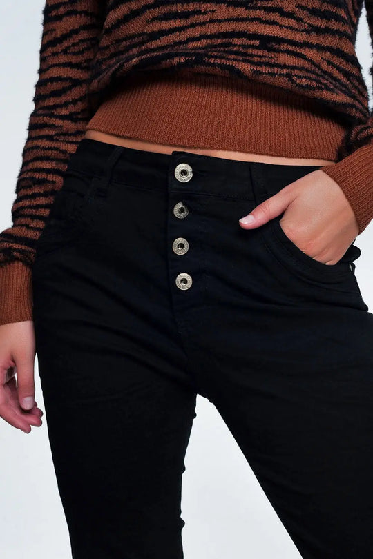 Jean relaxed à 4 boutons Noir - Pantalons