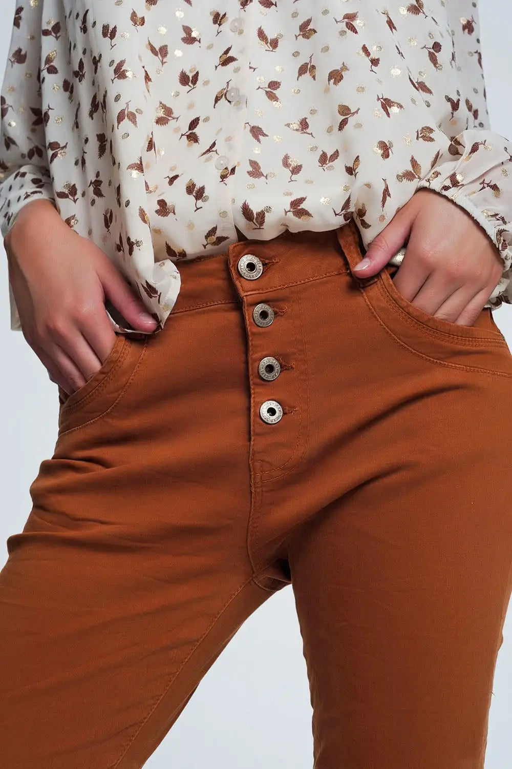 Jean relaxed à 4 boutons orange - Pantalons