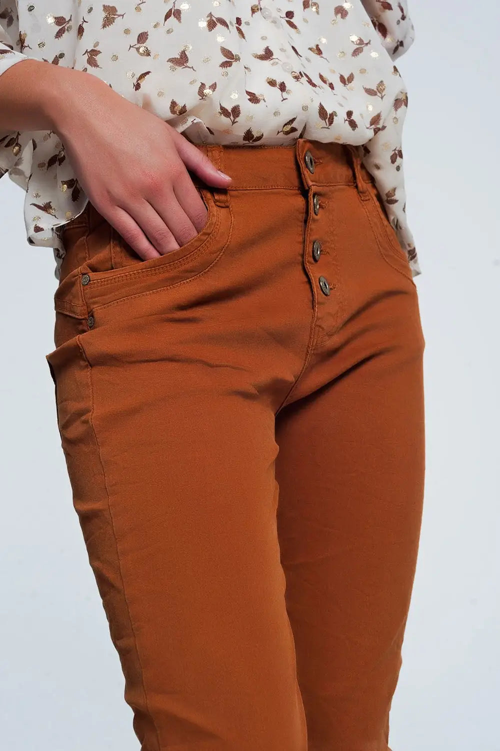 Jean relaxed à 4 boutons orange - Pantalons