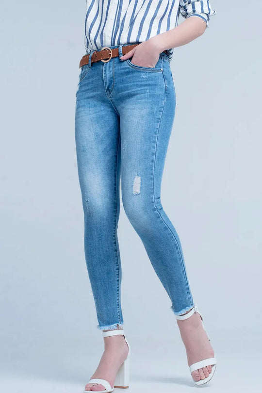 Jean skinny à délavage clair Bleu - Pantalons