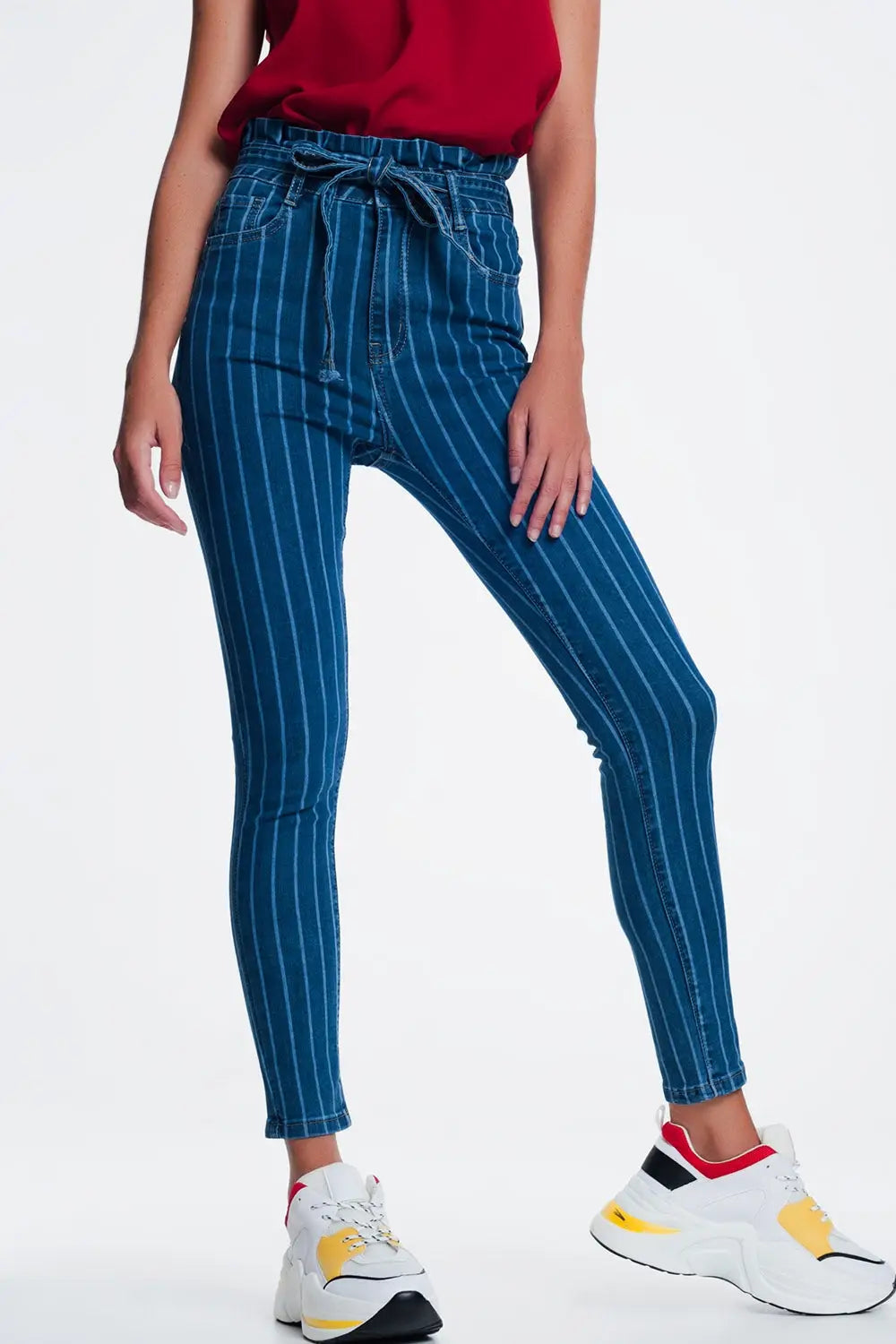 Jean skinny à fines rayures - Pantalons