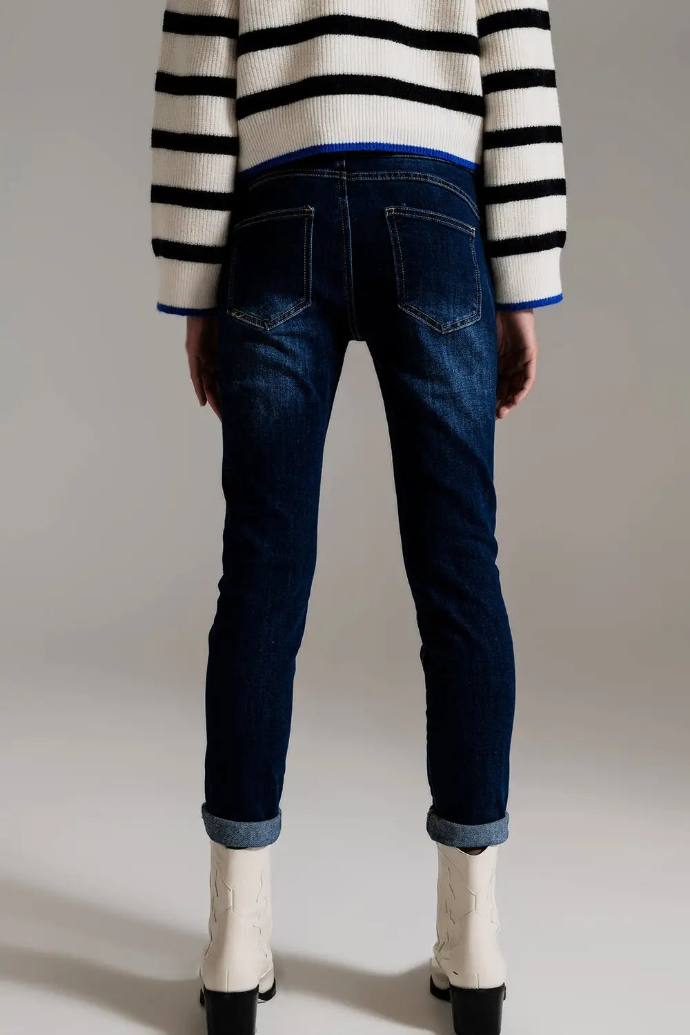 Jean skinny à lavage sombre avec élasthanne élastique - Pantalons