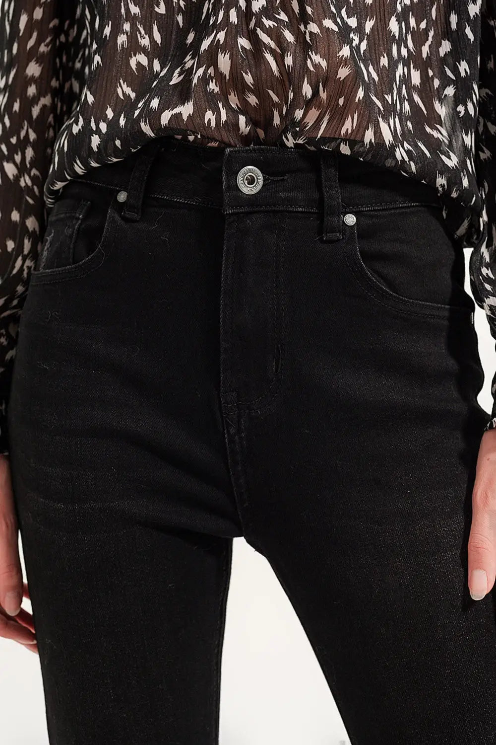Jean skinny à ourlets bruts Noir - Pantalons
