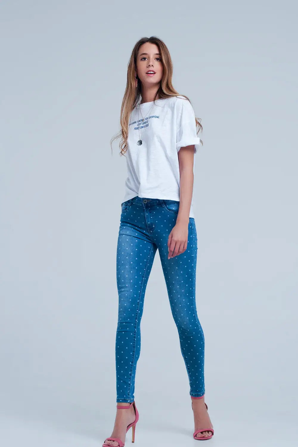 Jean skinny à pois - Pantalons