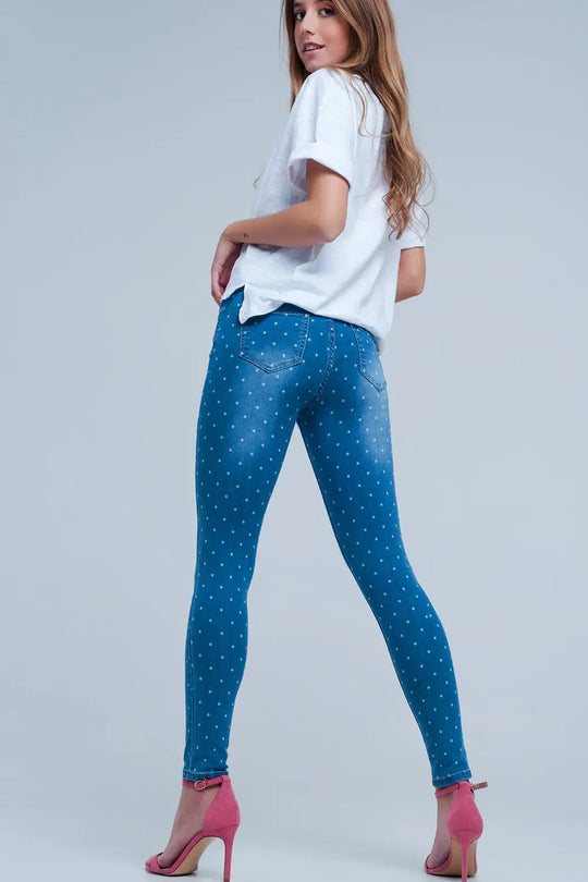 Jean skinny à pois - Pantalons