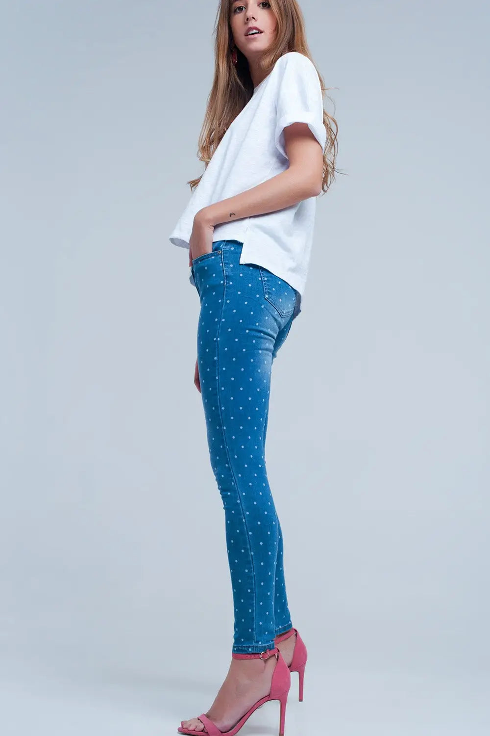 Jean skinny à pois - Pantalons