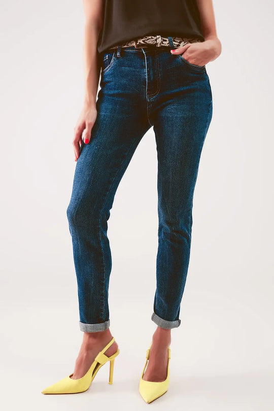 Jean skinny à taille haute Bleu moyen délavé - Pantalons