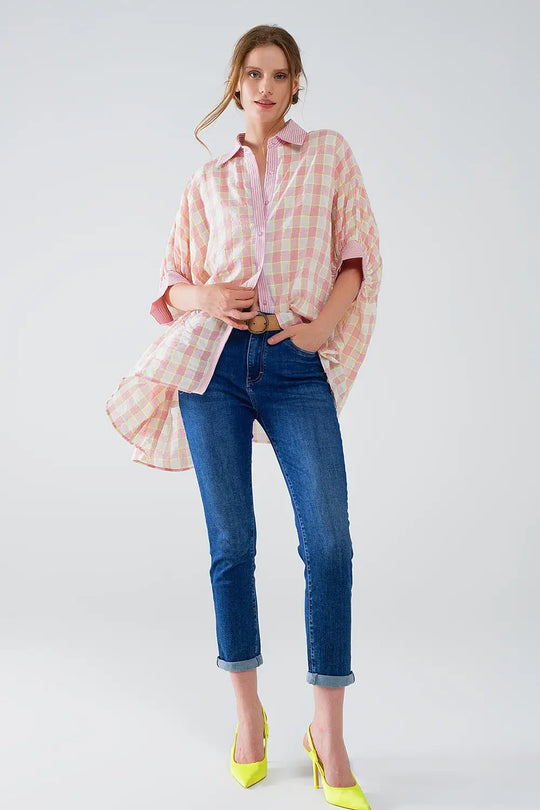 Jean skinny à taille haute délavé foncé avec cinq poches - Pantalons