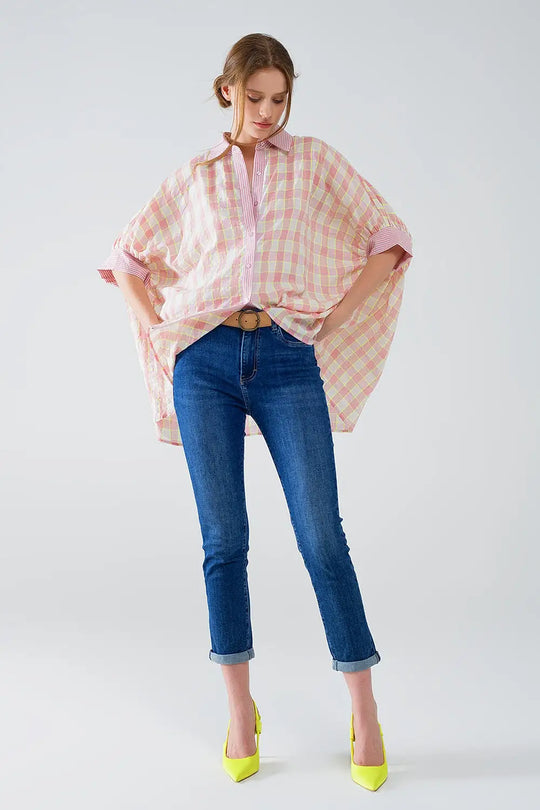Jean skinny à taille haute délavé foncé avec cinq poches - Pantalons