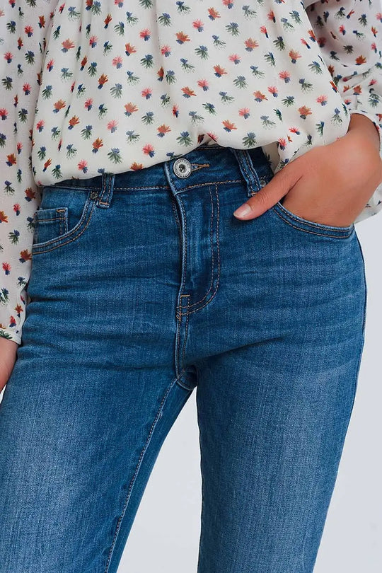 Jean skinny à taille mi-haute - Bleu clair - Pantalons